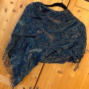 Blue paisley pashmina scarf